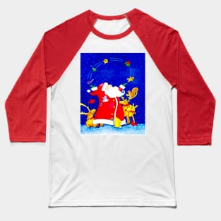 Santa Claus Christmas Print Baseball T-Shirt